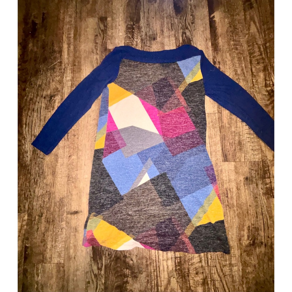 Gilli Womens Geometric Abstract Print Long Sleeve Tunic Dress Blue Pink Small